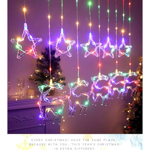 RGB Star and Reindeer 3meter Curtain Light with 8 functions - extendable